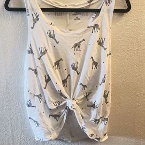 Urban Outfitters White Giraffe Tank Top Racer Back